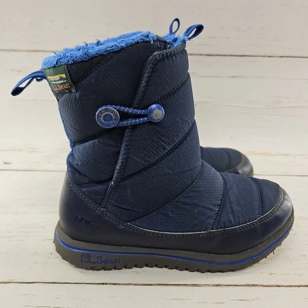 LL Bean Tek Youth Size 2 Navy Blue Winter Snow Boots Insulated Waterproof 505698